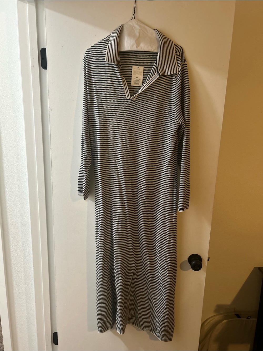 a new day Black & White Striped Polo Maxi Dress